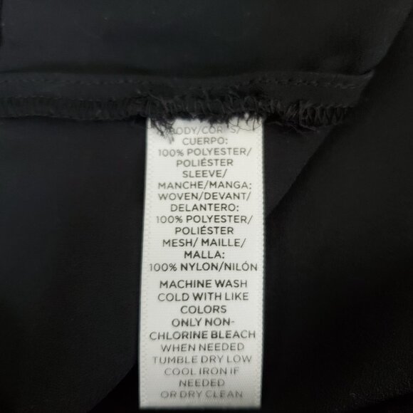 Loft Black Dressy Blouse with mixed Media Sheer/Lace/Velvet Sleeves Size XS - Picture 7 of 8